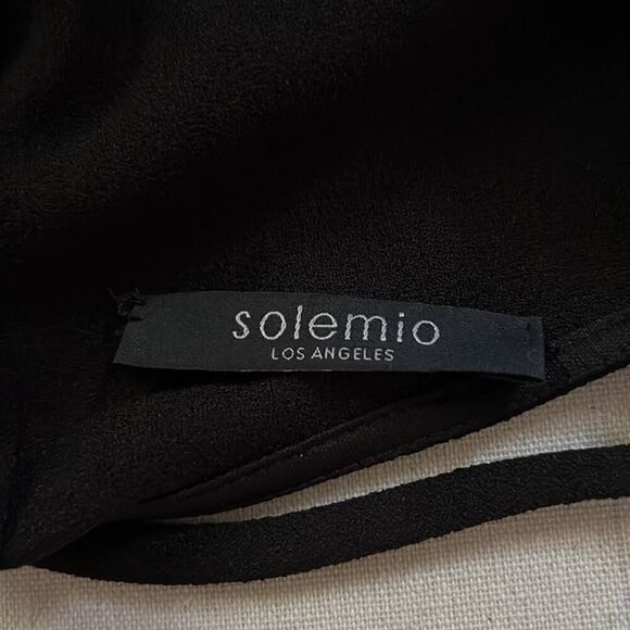 Solemio Black crepe feel romper with wrap front and side tie - M - Picture 9 of 10